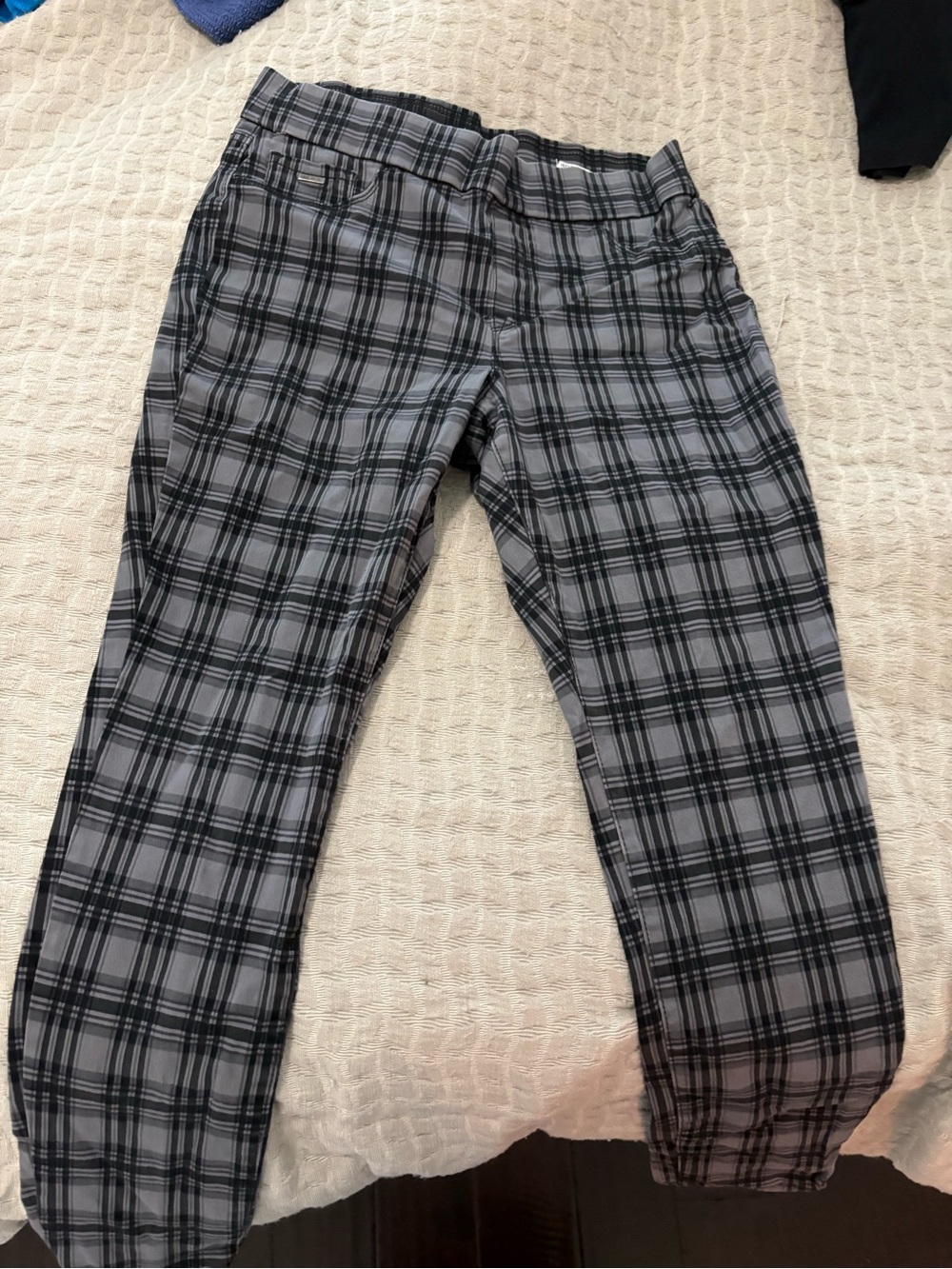 Nine West Gray and Black Plaid Skinny Pants